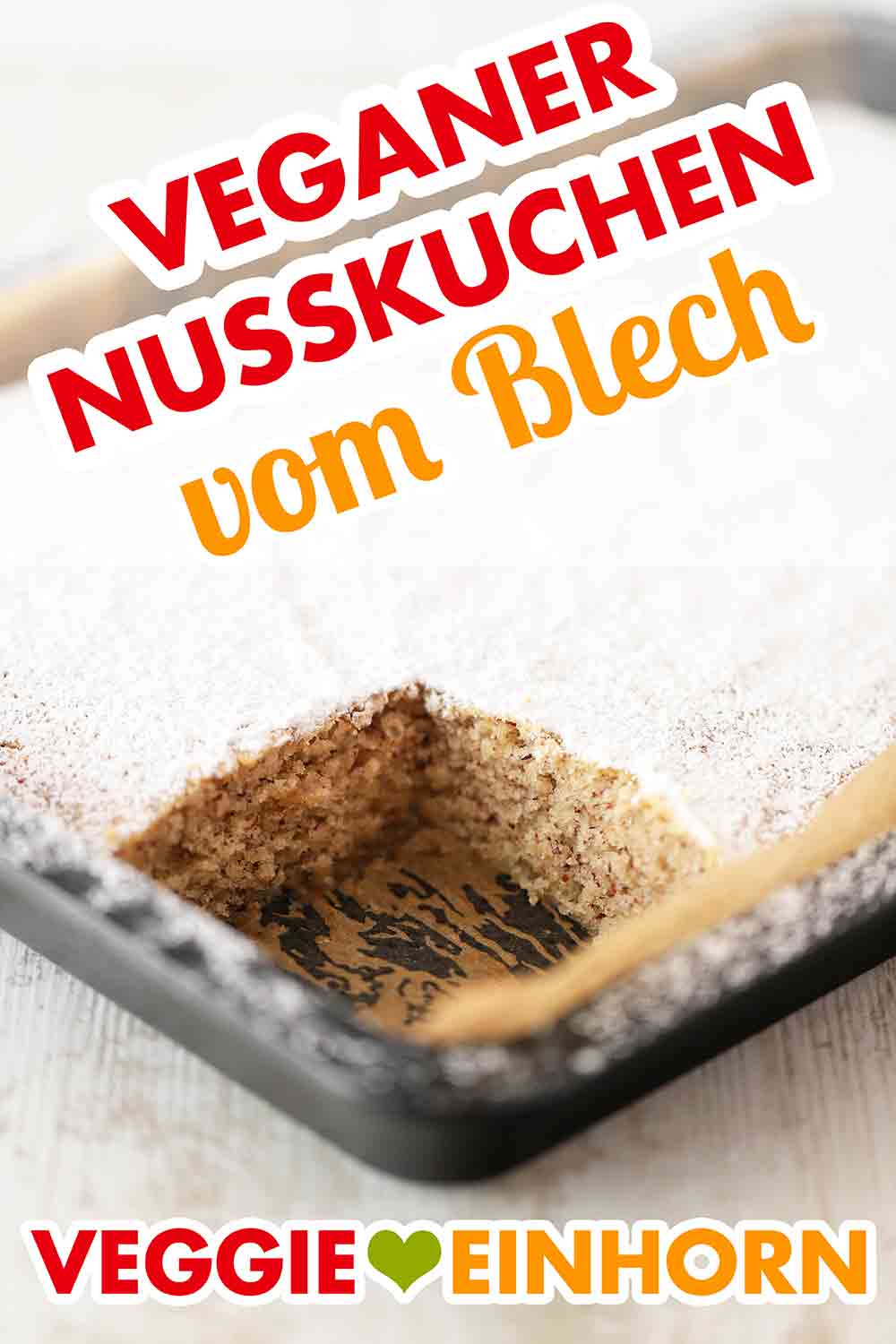 Einfacher Nusskuchen vom Blech Backblech mit veganem Nusskuchen