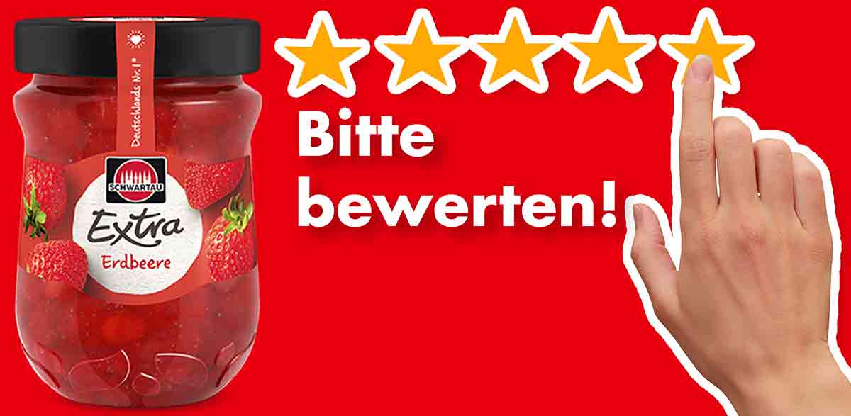 Bitte bewerte die Erdbeermarmelade von Schwartau Extra. Bewertungen Schwartau Extra Erdbeer Marmelade
