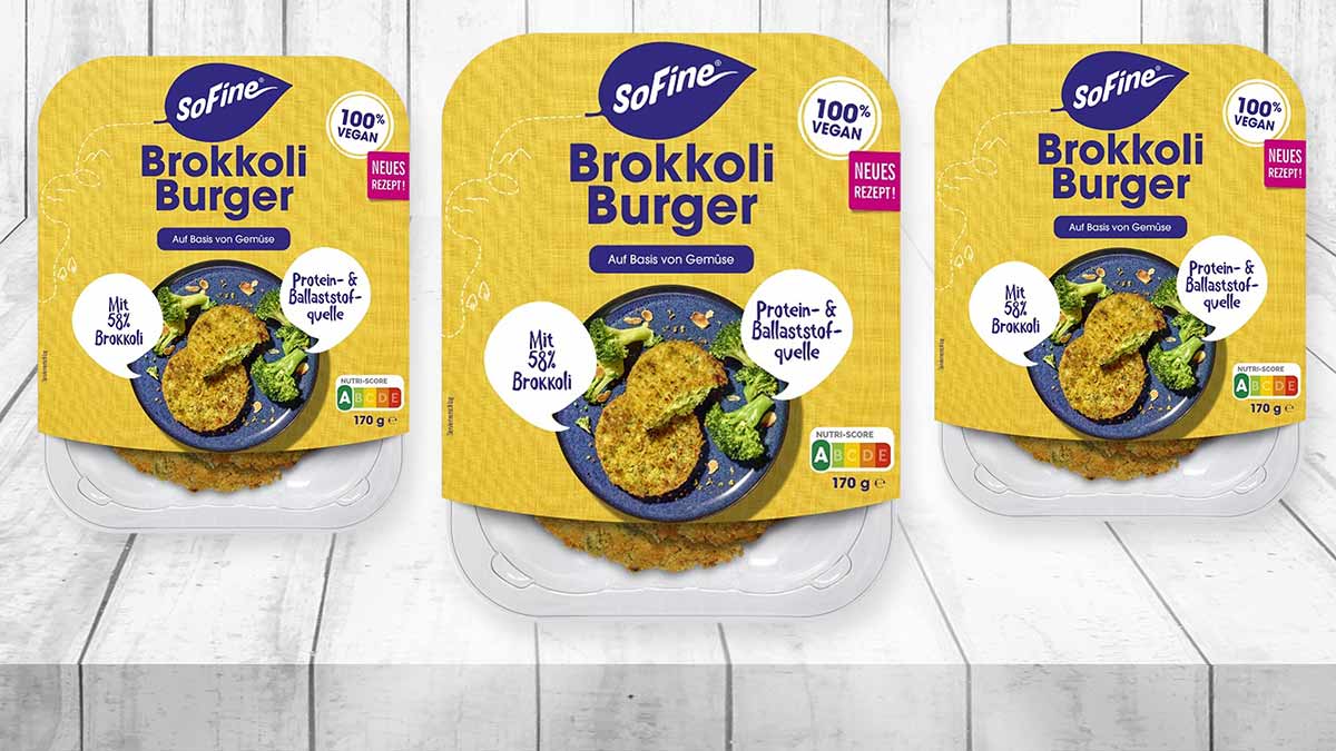 Der Brokkoli Burger von SoFine ist vegan. SoFine Brokkoli Burger