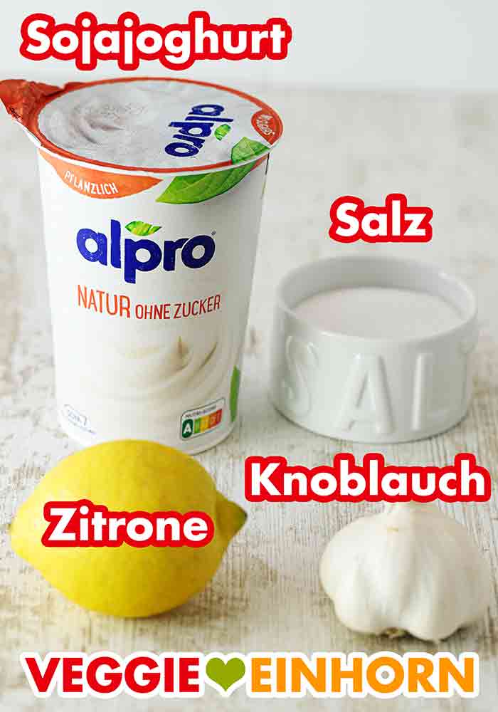 Alpro Natur ohne Zucker Soja Joghurt, Salz, Zitrone, Knoblauch Sojajoghurt ohne Zucker, Salz, Zitrone, Knoblauchknolle