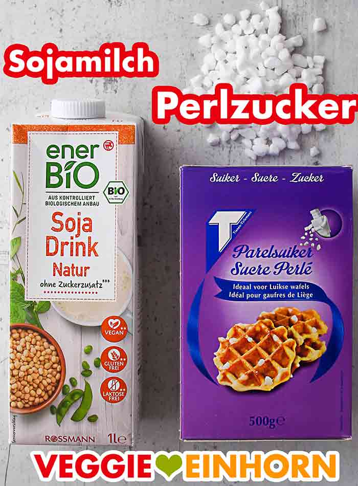 Sojamilch von Rossmann enerbio und eine Packung Perlzucker von Tienen-Tirlemont Sojamilch und Perlzucker