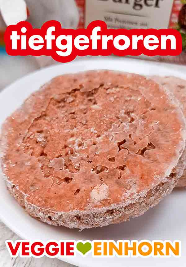 So sehen die Patties tiefgekühlt aus. Tiefgefrorene vegane Burger Patties von Block House