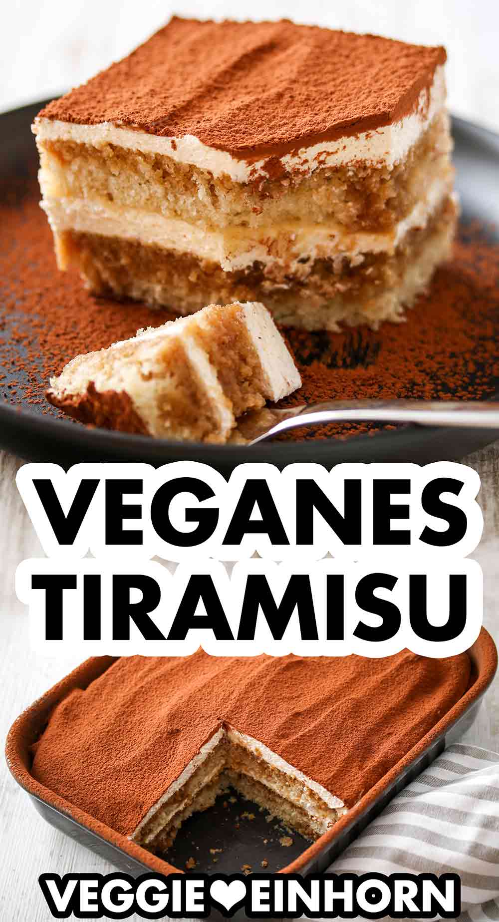 Das vegane Tiramisu ist ein idealer veganer Nachtisch für besondere Anlässe. Veganes Tiramisu auf einem Teller und in einer Form