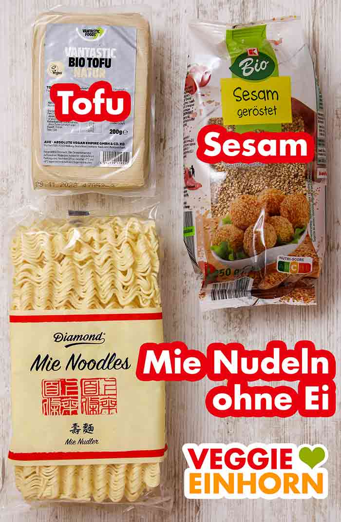 Vantastic Foods Bio Tofu natur, gerösteter Sesam von Kaufland, Diamond Mie Noodles Naturtofu, Sesam, Mie Nudeln ohne Ei