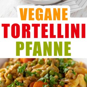 Vegane Tortellini Pfanne mit veganem Hackfleisch und Gemüse
