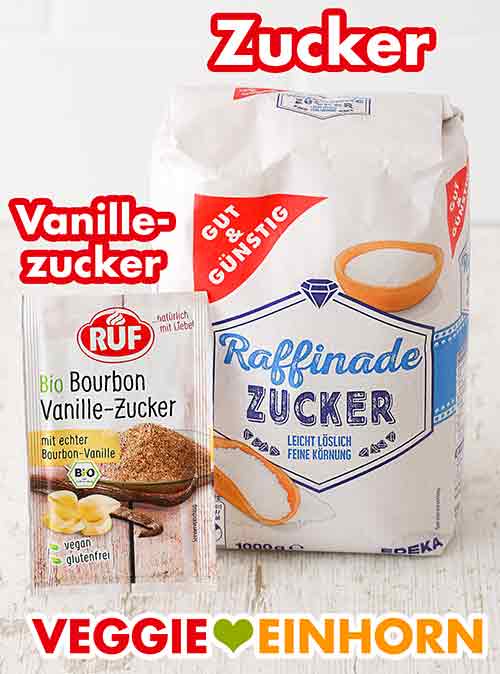 RUF Bio Bourbon Vanillezucker und Zucker von Edeka Gut und Günstig Ein Päckchen Vanillezucker und eine Packung Zucker
