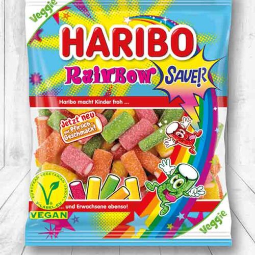 Eine Packung Haribo Rainbow Sauer