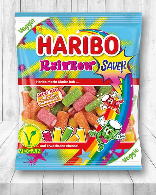 Eine Packung Haribo Rainbow Sauer