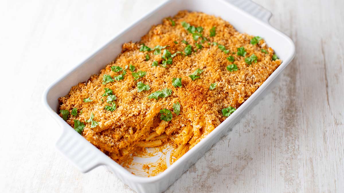 Vegane Mac and Cheese mit Pankomehl