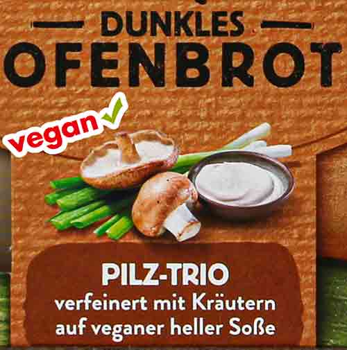 Das Rustipani ist ein Ofenbrot. Dunkles Ofenbrot Pilz-Trip verfeinert mit Kräutern auf veganer heller Soße