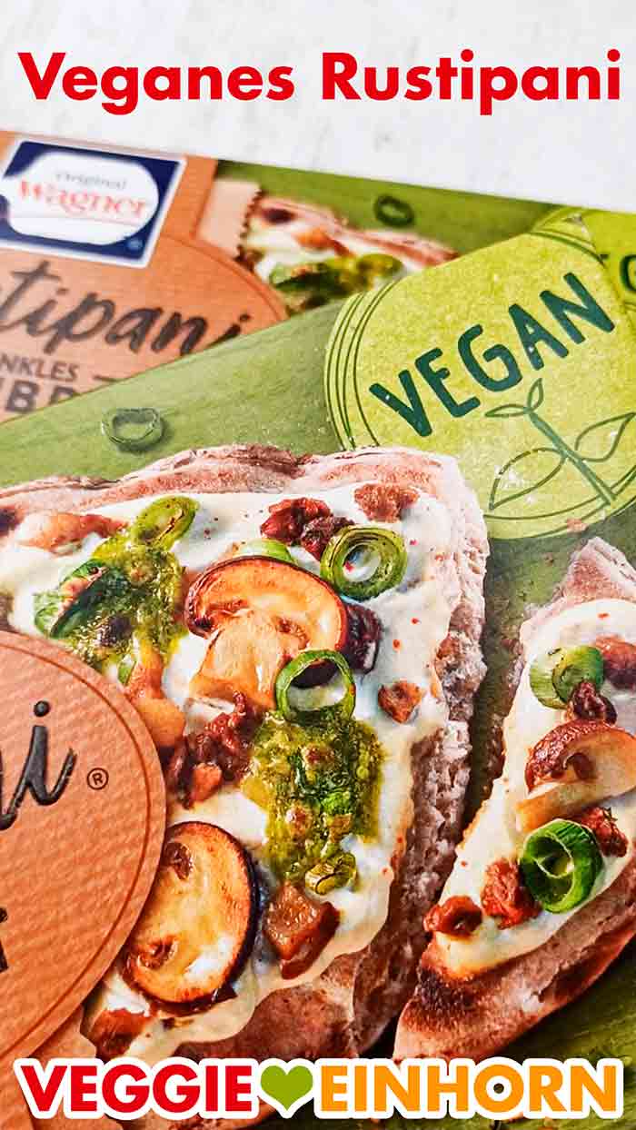 Auf der Verpackung ist ein Vegan Zeichen des Herstellers. Rustipani Packung mit Vegan Zeichen