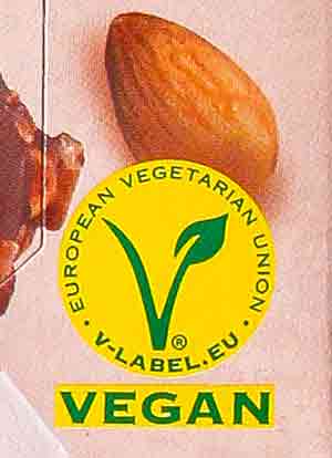 Veganes V-Label auf dem Food For Future Eis Vegan Zeichen auf dem veganen Eis von Penny