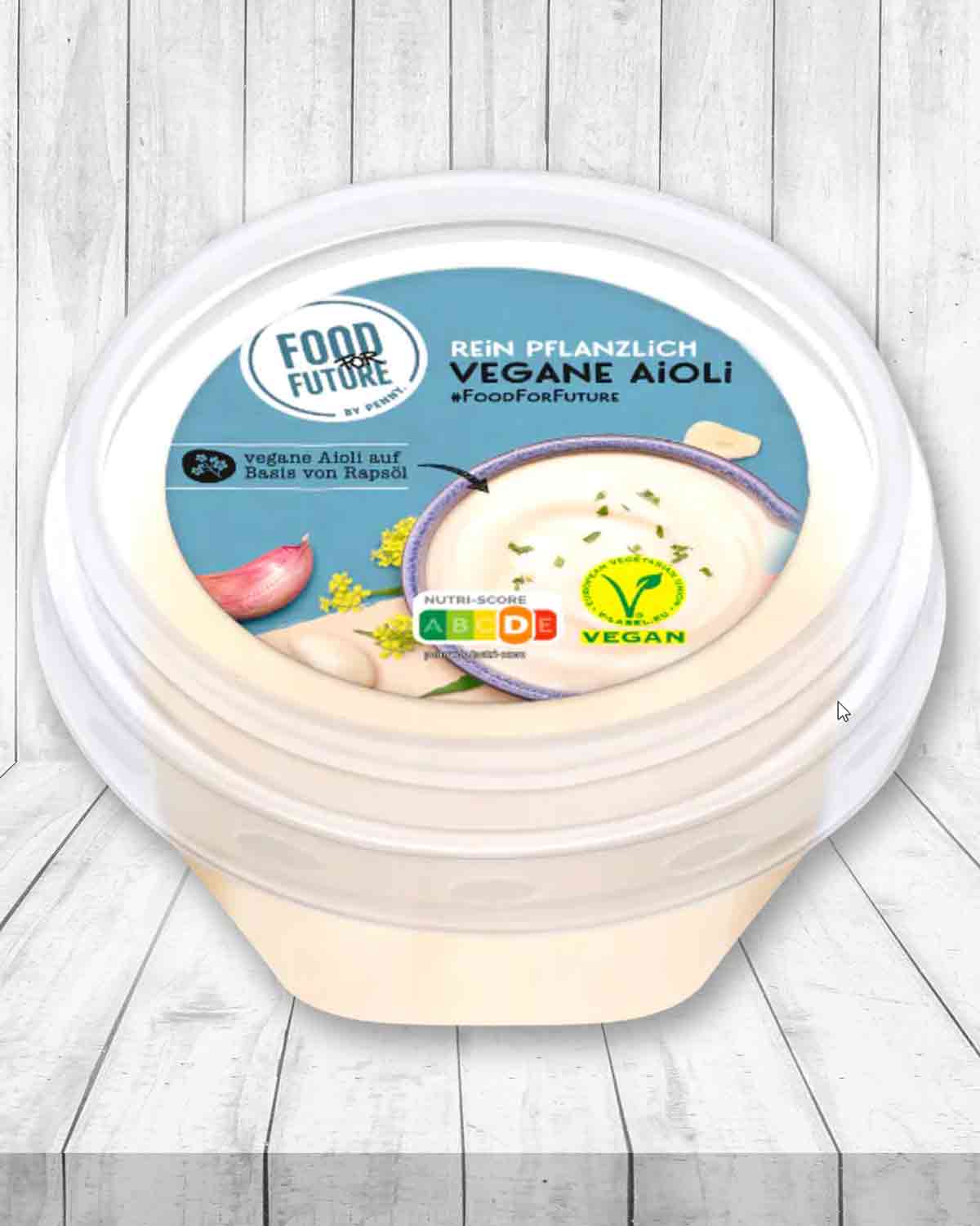 Die vegane Aioli von Penny Food for Future ist auf Basis von Rapsöl. Penny Vegane Aioli
