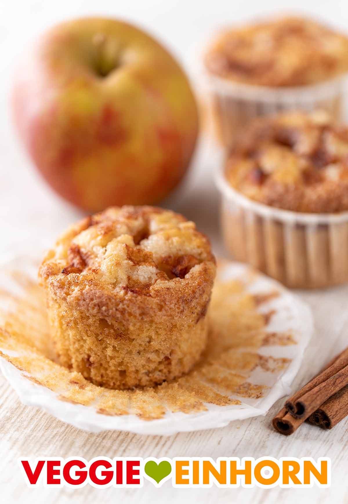 Die Apfel Zimt Muffins mit Öl sind vegan und saftig. Vegane Apfelmuffins mit Zimt