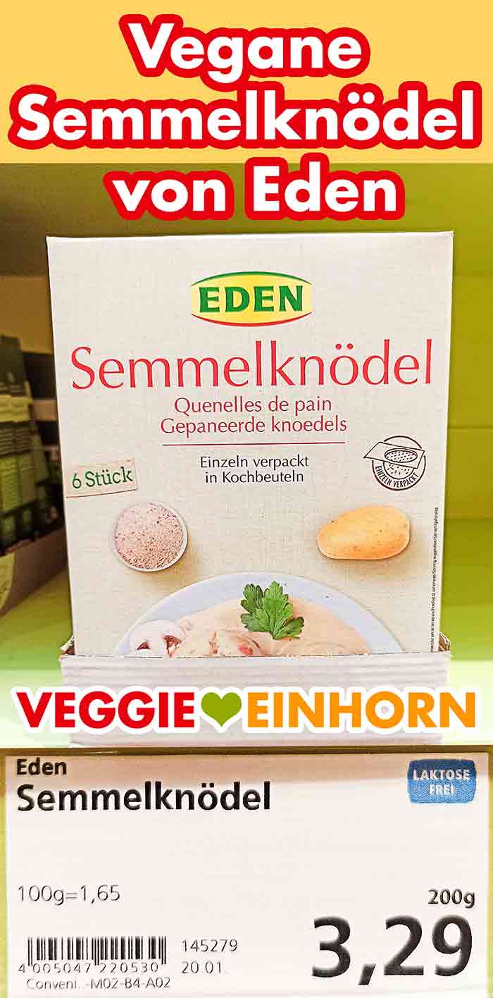 Vegane Bio Semmelknödel von Eden Eine Packung vegane Bio Semmelknödel im Biomarkt