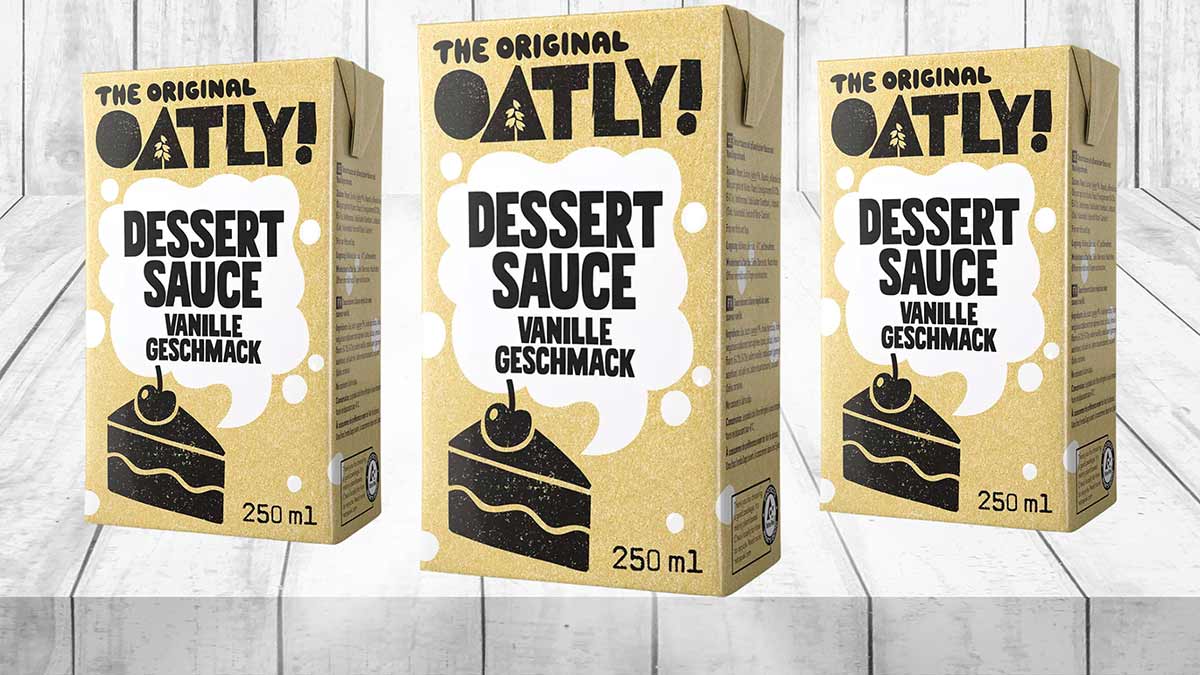 Die Dessertsauce mit Vanillegeschmack von Oatly ist vegan und laktosefrei. Oatly Vegane Vanillesauce