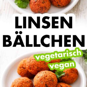 Rote Linsenbällchen auf einem Teller