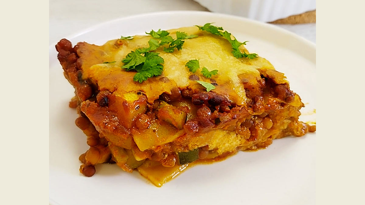 Vegane Linsenlasagne mit Zucchini