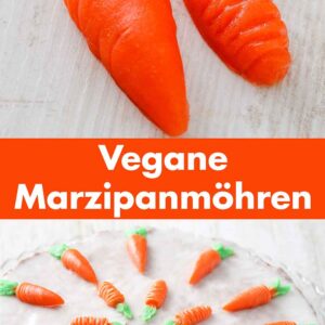 Selbst gemachte vegane Möhren aus Marzipan