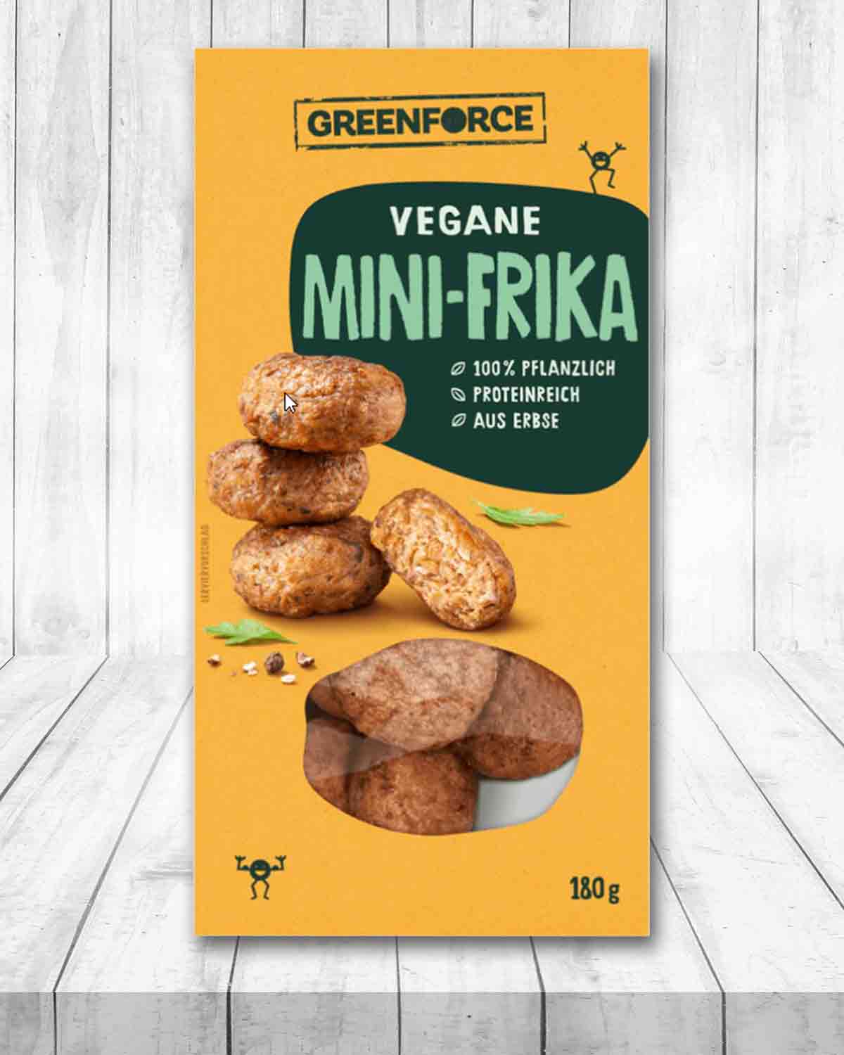 Die veganen Mini-Frika von Greenforce sind aus Erbsen. Greenforce Vegane Mini-Frika