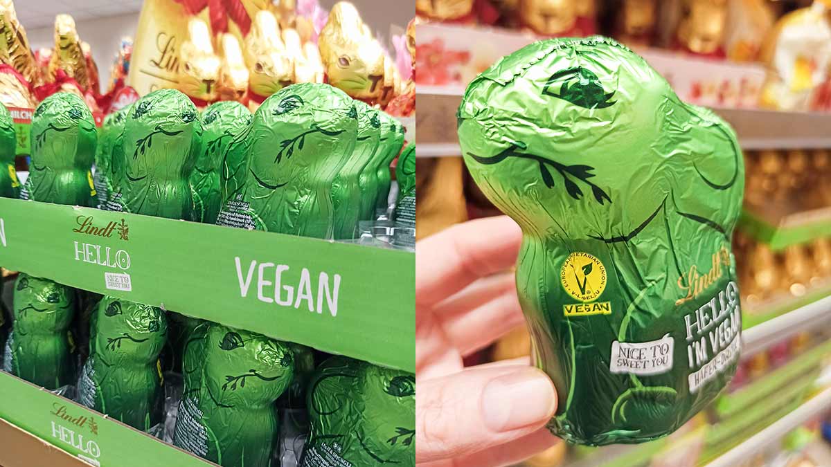 Der Schokohase von Lindt Hello ist vegan. Lindt Hello Veganer Schoko Osterhase