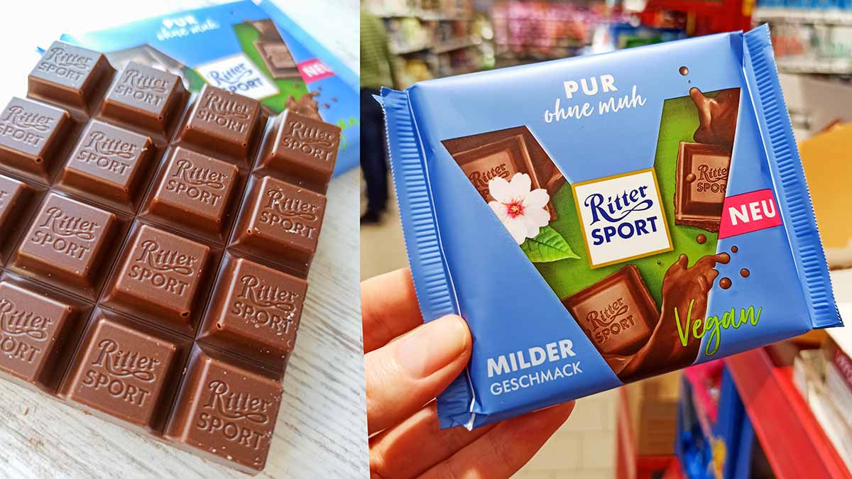 Die vegane Schokolade Pur ohne muh von Ritter Sport Ritter Sport vegane Sorte Pur ohne Muh