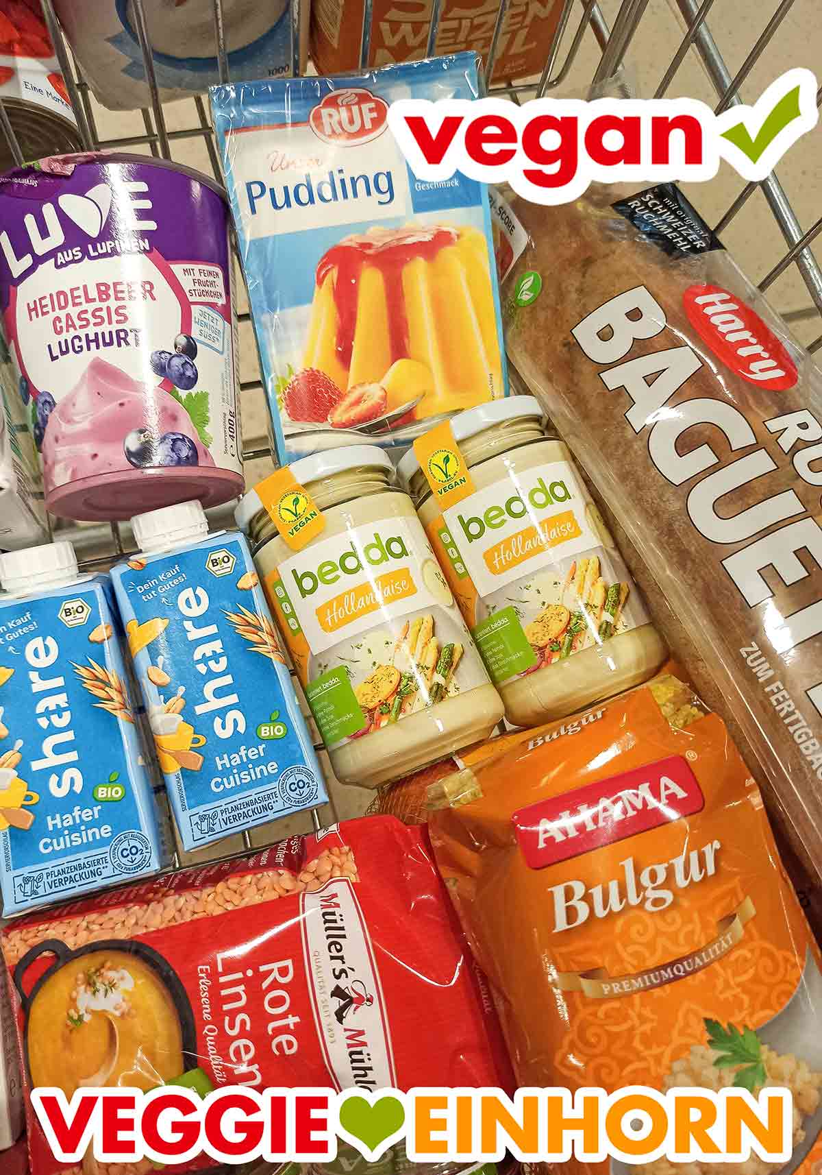 Einkaufswagen mit veganer Sauce Hollandaise von bedda Vegane Sauce Hollandaise von bedda im Einkaufswagen