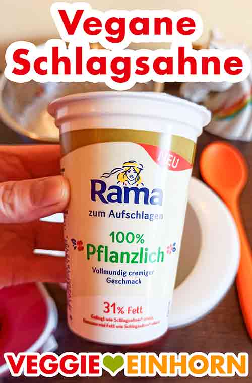 Vegane Sahne zum Aufschlagen von Rama Ein Becher vegane Schlagsahne von Rama