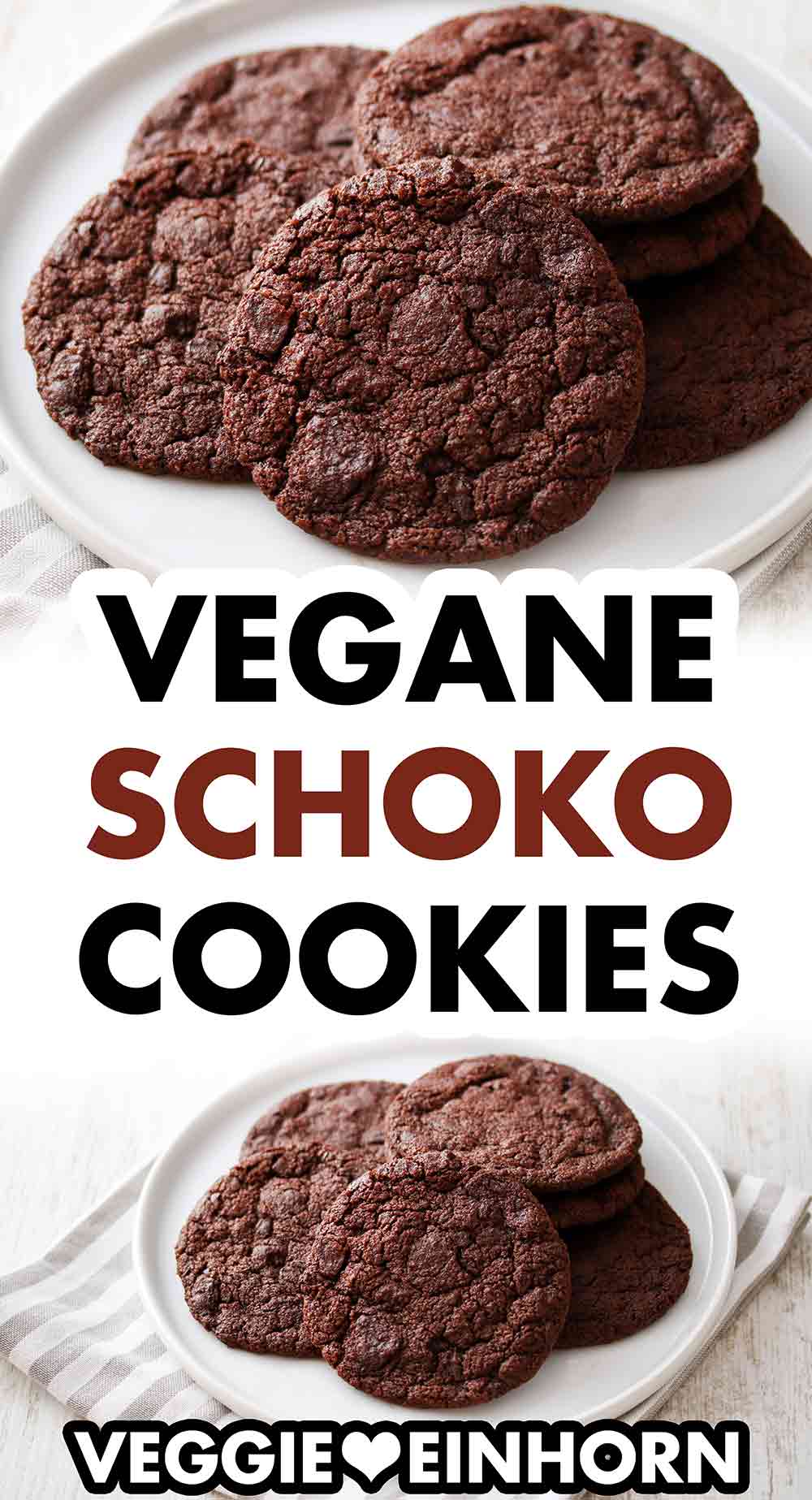 Weiche vegane Schoko Cookies Einfache vegane Double Chocolate Cookies