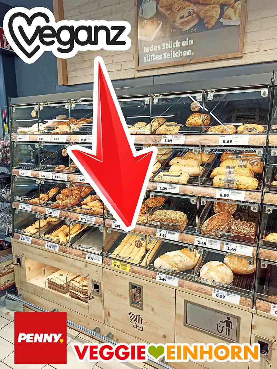 Veganz Vanillestangen bei Penny in der Bäckereiabteilung Selbstbedienungs Bäckerei Abteilung im Penny mit den veganen Vanillestangen von Veganz