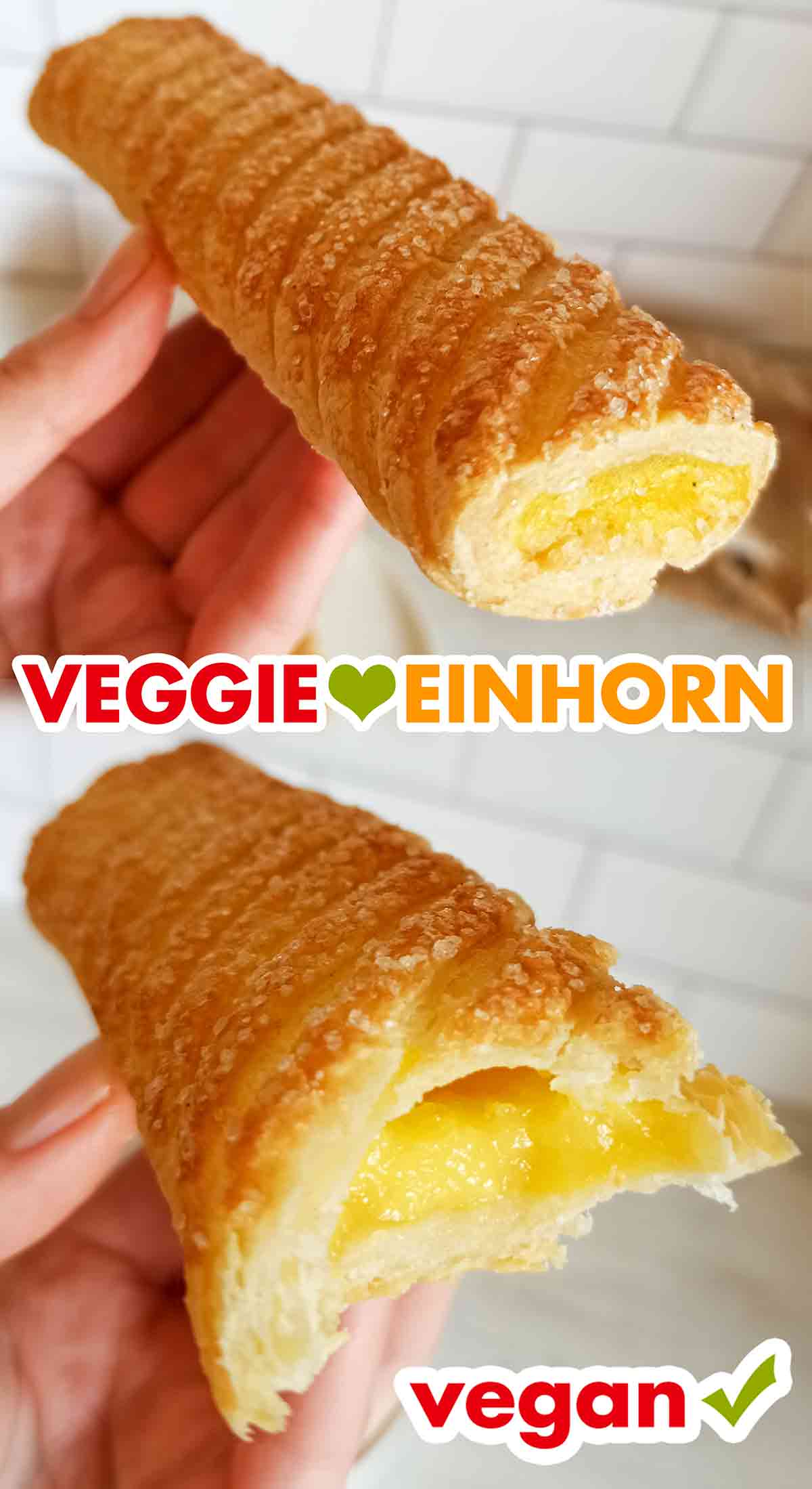 Blätterteigstangen mit veganer Vanillepudding Füllung von Veganz Veganz Blätterteigstangen mit veganer Vanillecreme