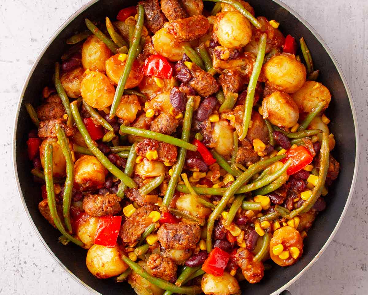 Die Westernpfanne ist vegetarisch und vegan. Vegane Western Pfanne