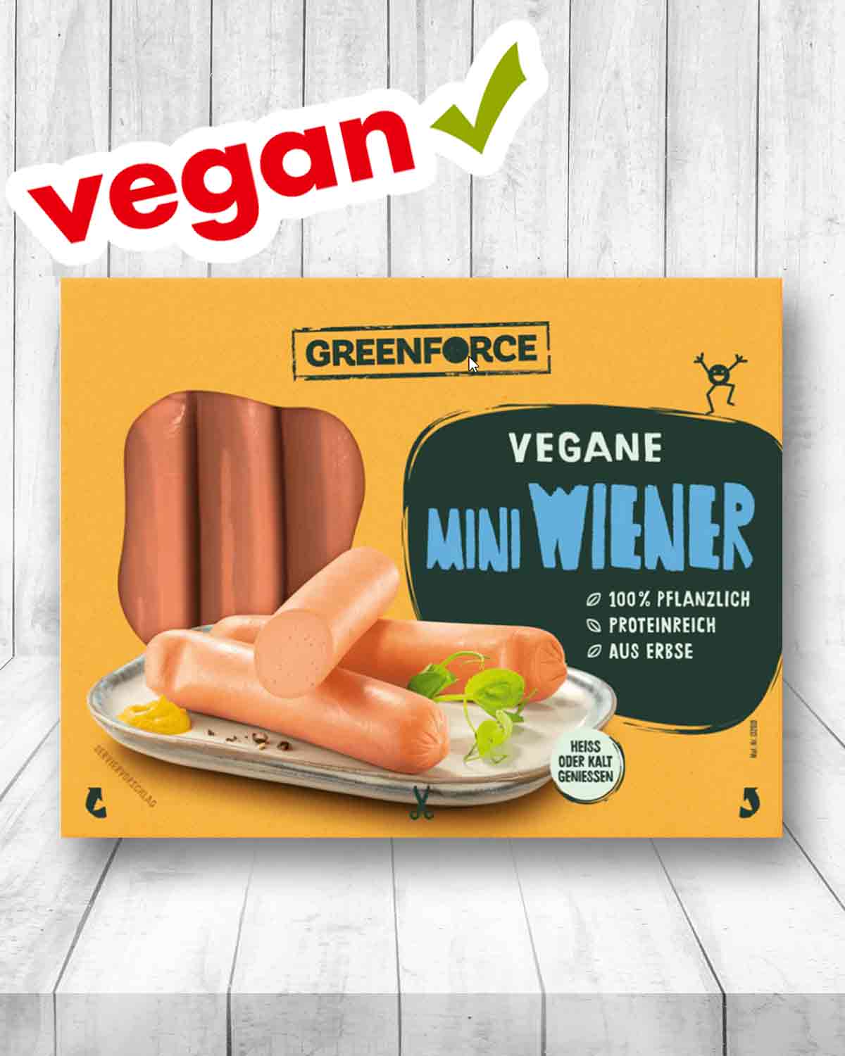 Die Mini Wiener von Greenforce sind vegane Würstchen aus Erbsen. Vegane Wiener Würstchen von Greenforce