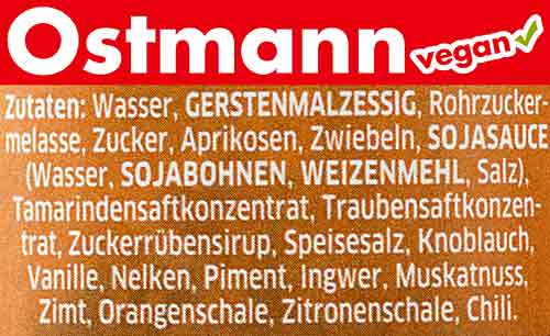 Inhaltsstoffe der Ostmann Worcestersauce Zutaten der veganen Worcestersauce von Ostmann