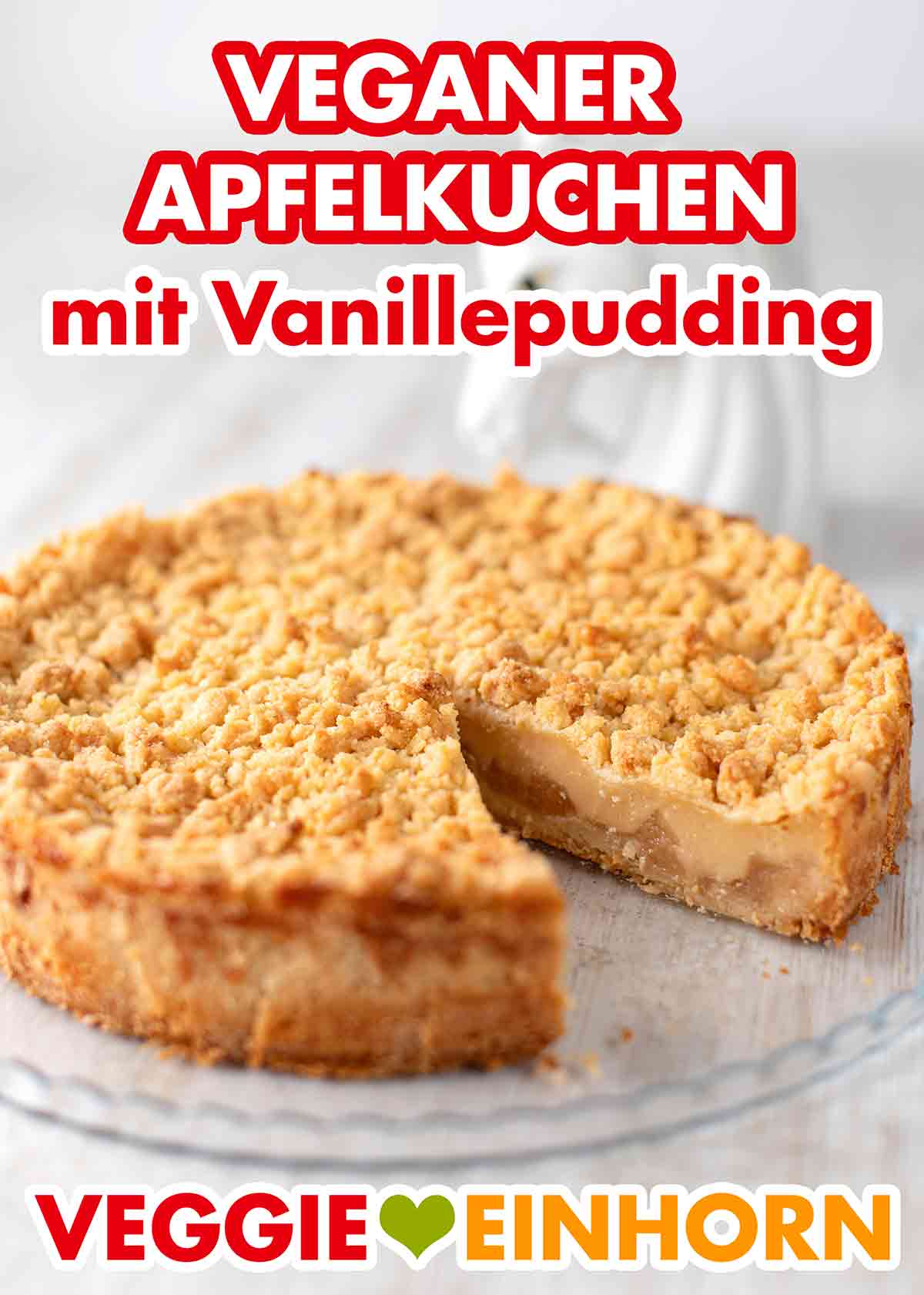 Der beste vegane Apfelkuchen mit Pudding ist sehr saftig. Veganer Apfel Pudding Kuchen mit Streuseln