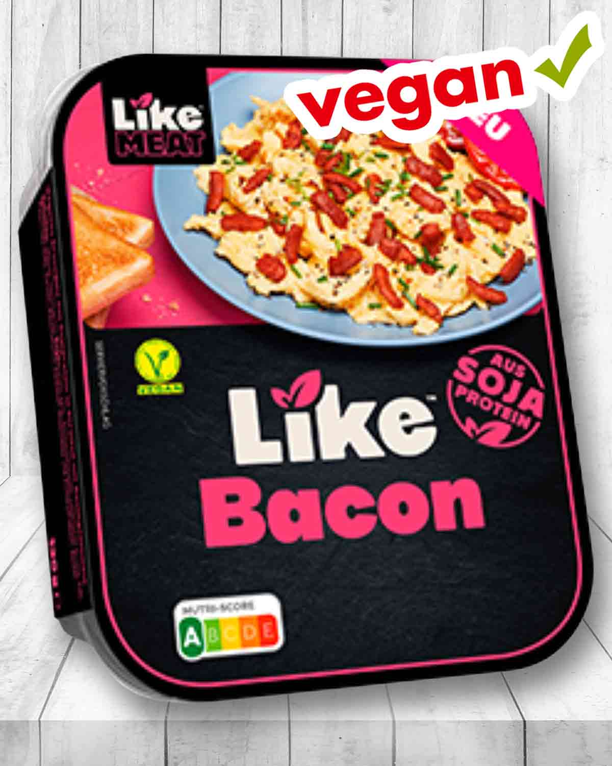 Like Bacon ist ein veganer Bacon aus Sojaeiweiß von der Marke Like Meat. Like Bacon von Like Meat