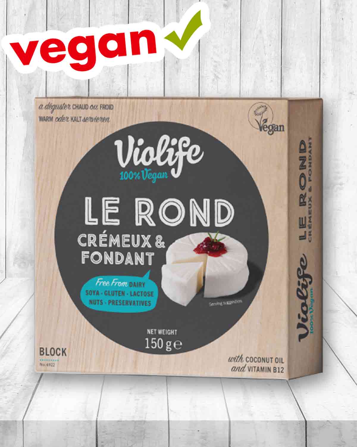 Violife Le Rond ist ein veganer Camembert. Veganer Camembert Violife Le Rond