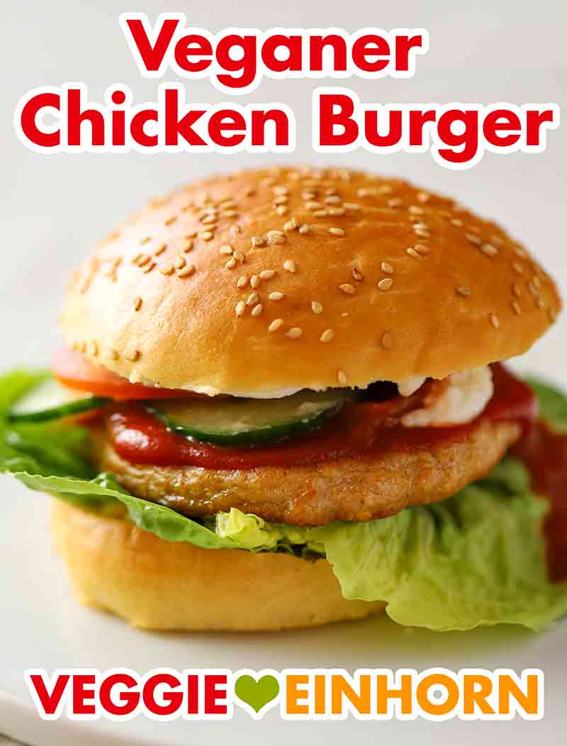 Veganer Chicken Burger mit selbst gemachten Burgerbrötchen und Sieht-Chick-Aus Burger Patties von The Vegetarian Butcher Veganer Chicken Burger mit Sieht-Chick-Aus Burger Patty und veganen Burgerbrötchen