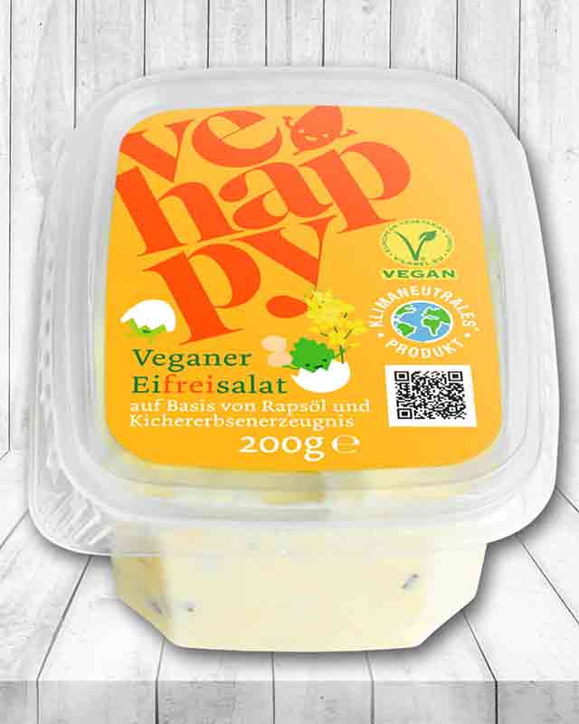 Eine Packung veganer Eifreisalat von vehappy
