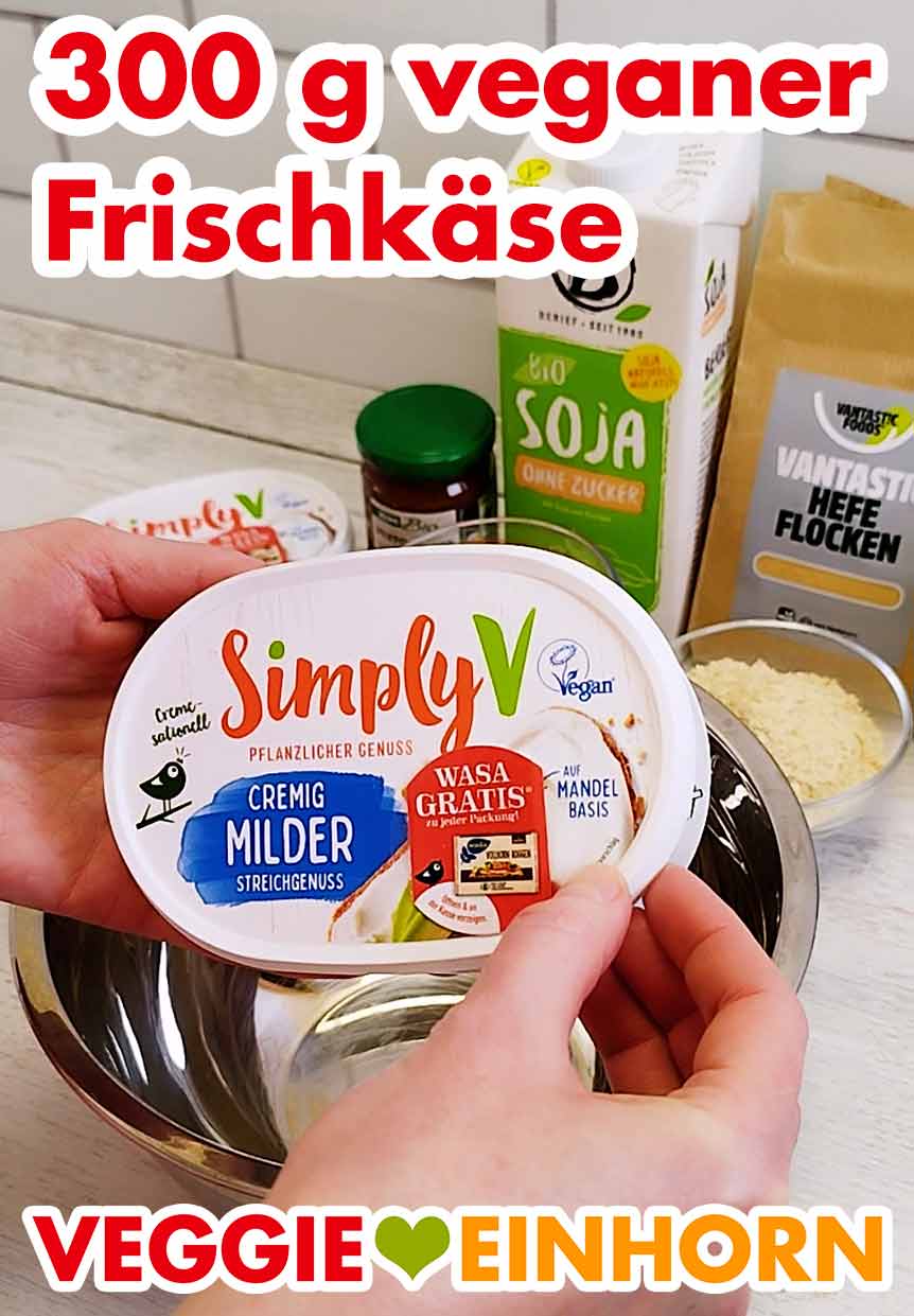 Für die Frischkäse-Pesto-Soße brauchst Du 300 g veganen Frischkäse. Veganer Frischkäse für die Linsenlasagne mit Zucchini
