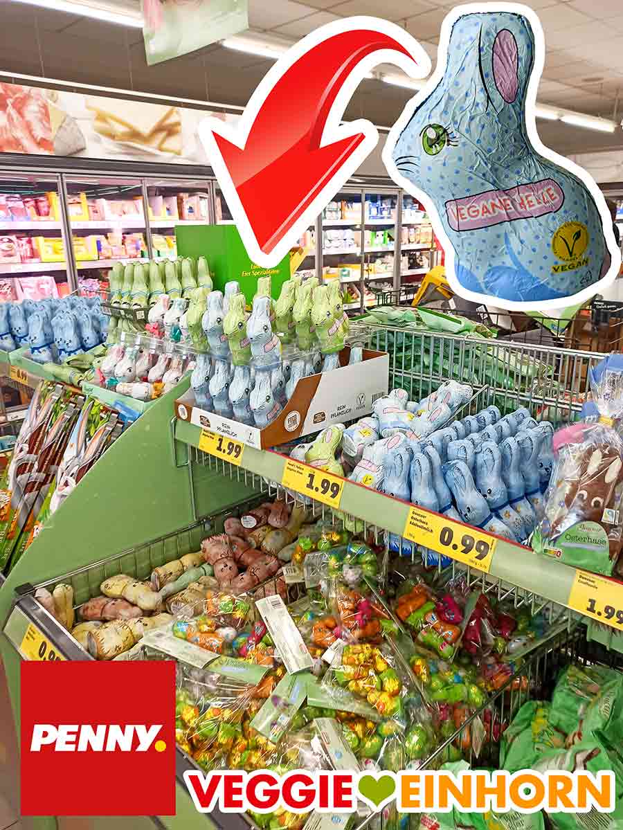 Bei Penny gibt es zwei Sorten vegane Schokoladenhasen. Die veganen Schoko Osterhasen bei Penny