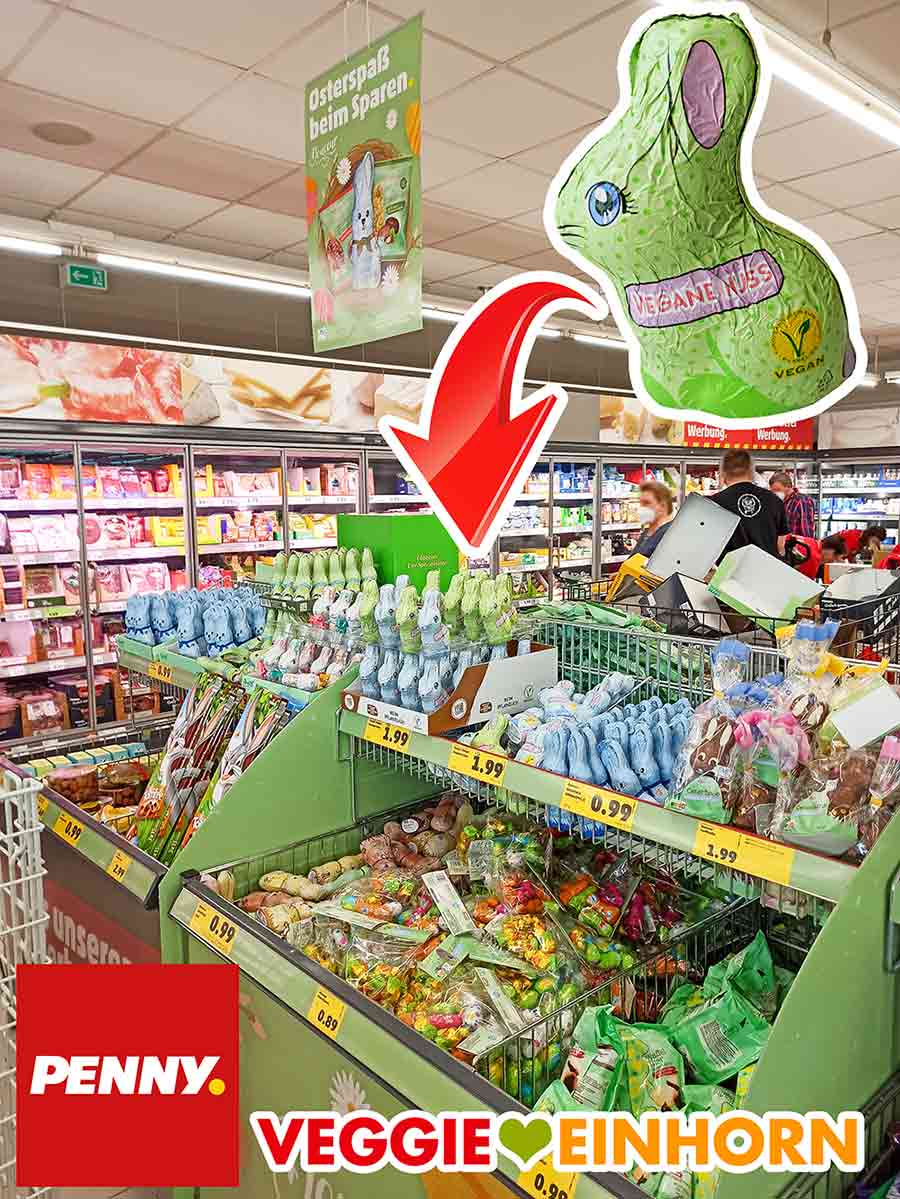 Bei Penny gibt es vegane Osterhasen aus Schokolade. Der vegane Nuss Schokohase bei Penny