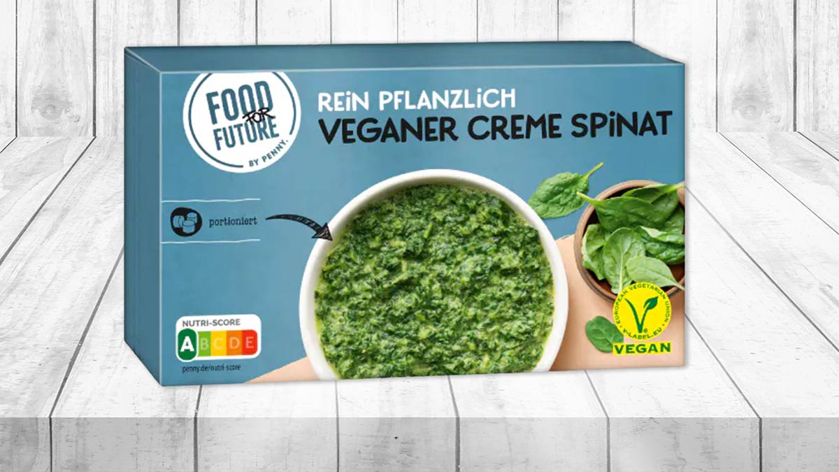 Der vegane Rahmspinat von Penny ist tiefgekühlt. Penny Veganer Rahmspinat
