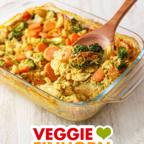 Einfacher veganer Reisauflauf mit Gemüse