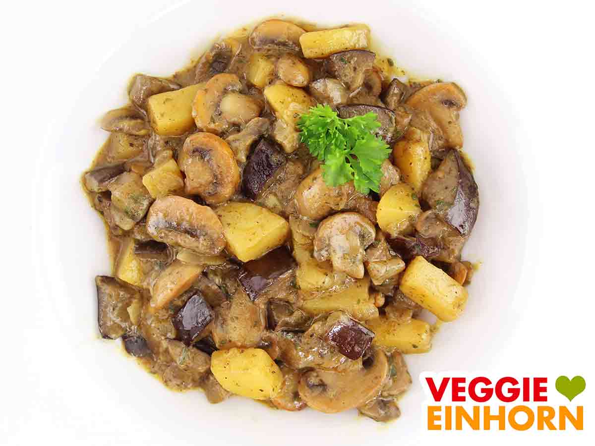 Auberginen Kartoffel Curry mit Champignons