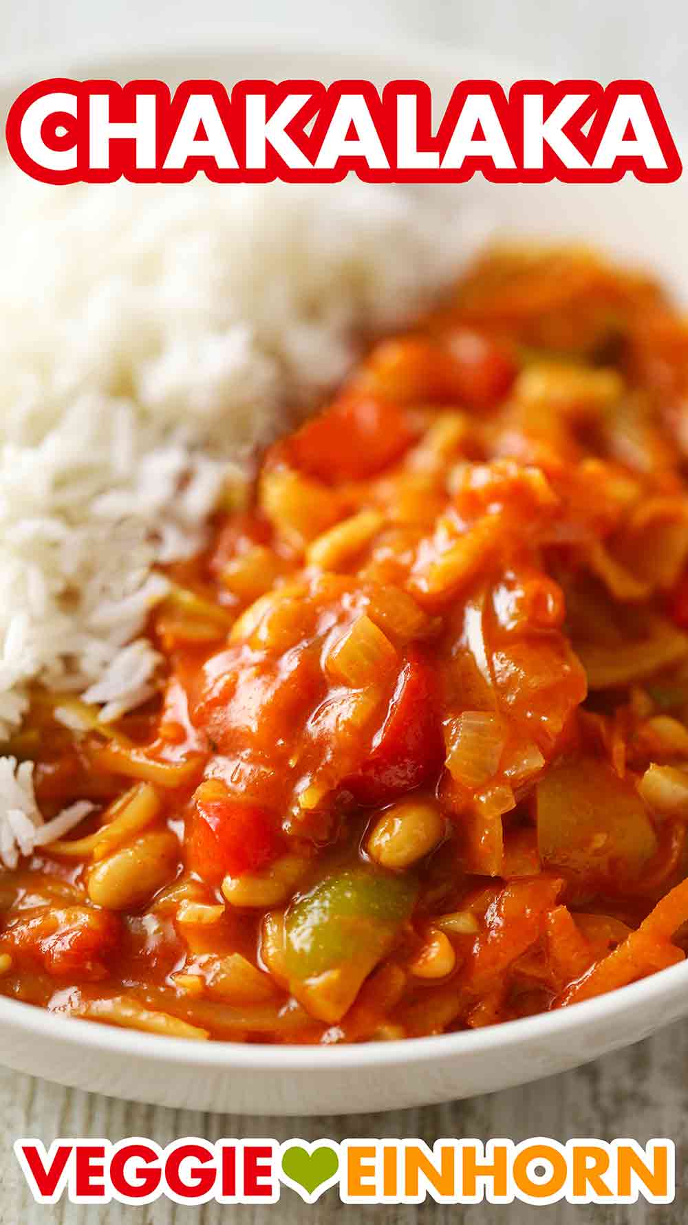 Chakalaka ist ein Gemüsegericht aus Südafrika. Südafrikanisches Chakalaka mit Reis