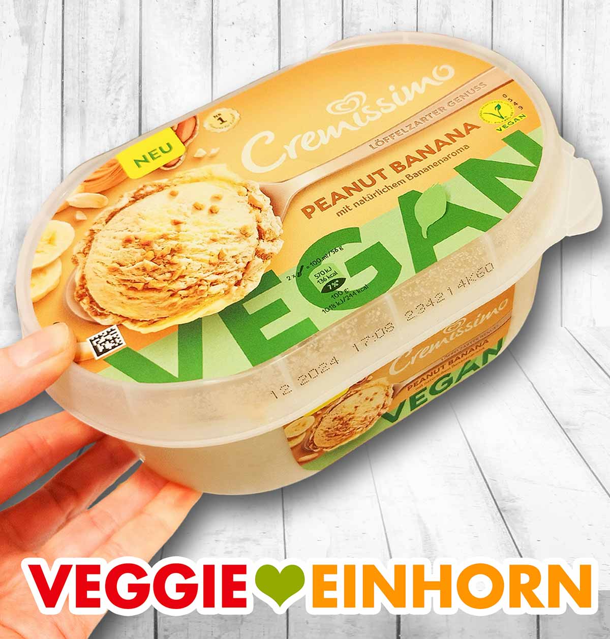 Die Sorte Peanut Banana von Cremissimo ist vegan. Cremissimo Peanut Banana Vegan