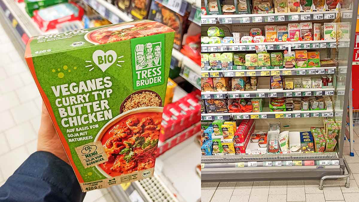 Das Curry Typ Butter Chicken von Tressbrüder ist vegetarisch und vegan. Veganes Curry Typ Butter Chicken von Tressbrüder im Supermarkt