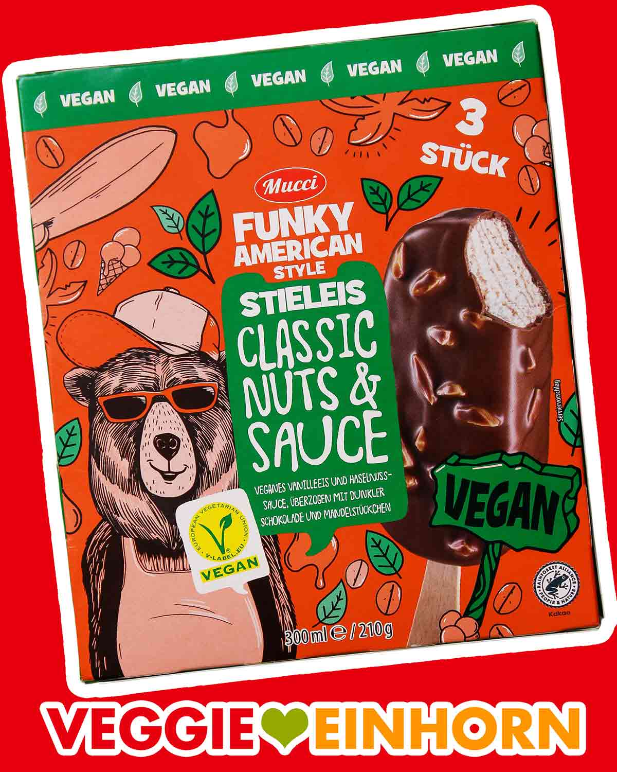 Mucci Funky American Style Stieleis Classic Nuts and Sauce