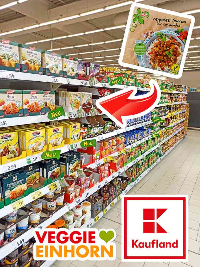 Das vegane Gyros von Du Darfst im Supermarkt Regal Regal mit Fertiggerichten bei Kaufland